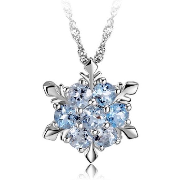 NEW!💙💎LOVELY!❄️SNOWFLAKE❄️ NECKLACE💎💙ICE BLUE! - Picture 8 of 8
